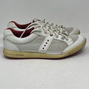 Ecco Street Premiere Golf Shoes Mens 11 - 11.5 EU 45 White Red Leather Spikeless